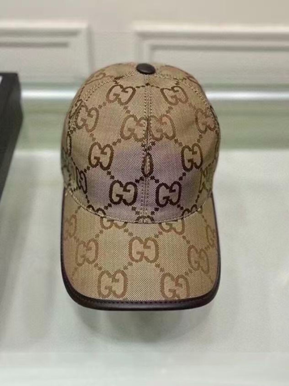 Gucci GG Canvas Baseball Cap with Leather Trim